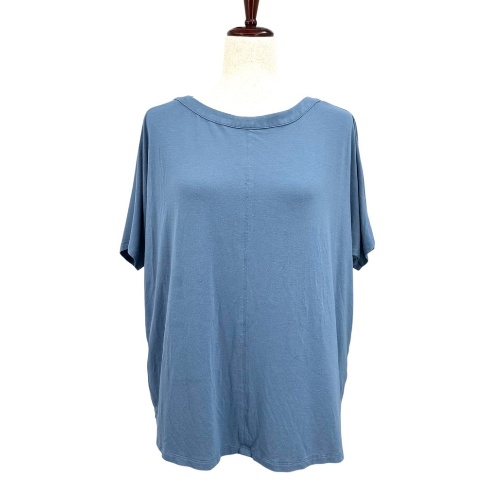 J. Jill Wearever Knit Top Boatneck Short Dolman Sleeve Slate Blue Women's Small